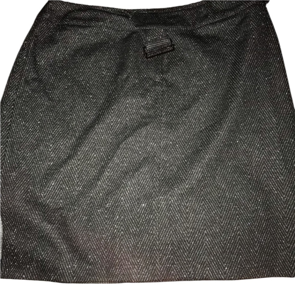 Express size 12 black silver metallic threading self belted mini skirt